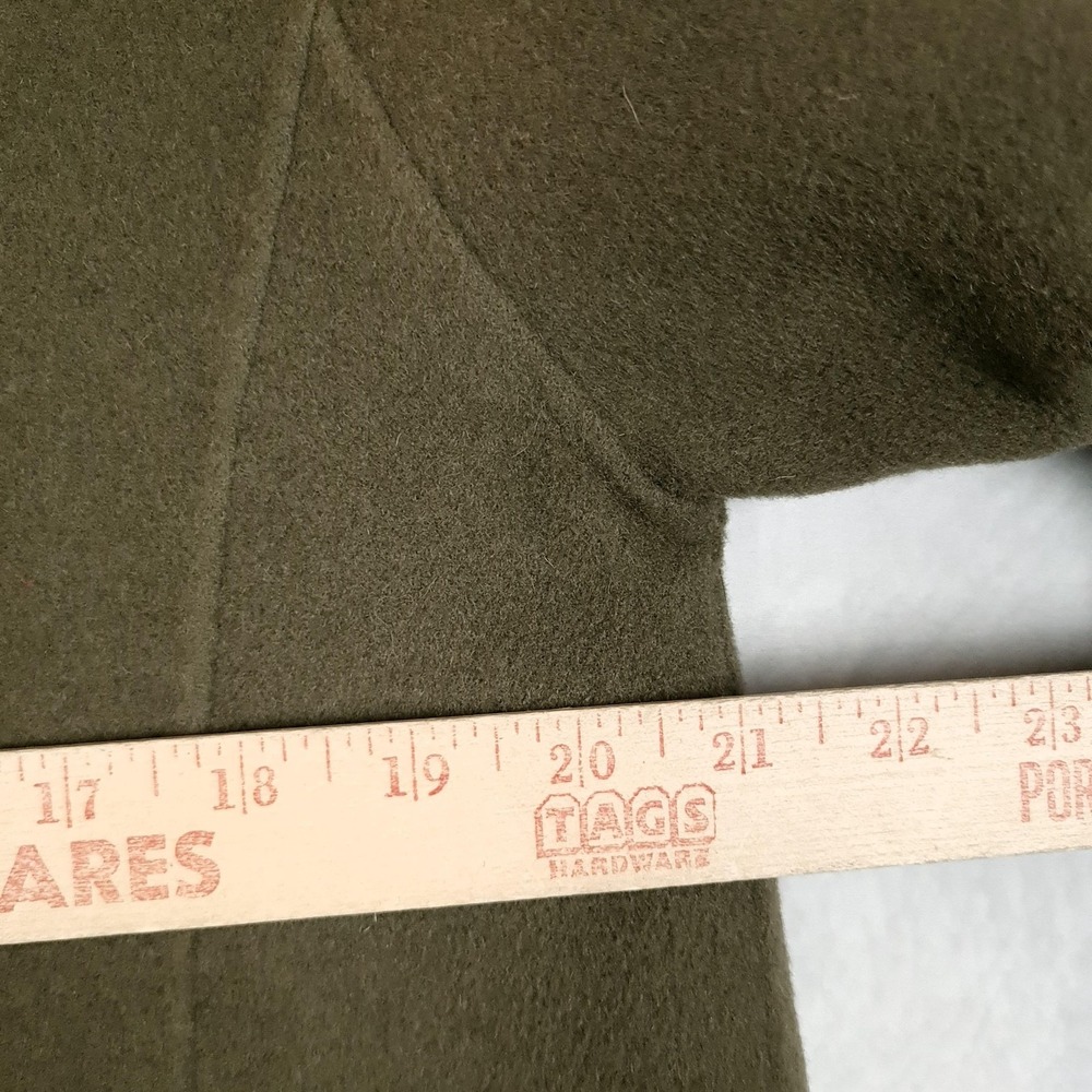 Eileen Fisher Coat Womens M Green Wool Snap Front Collared Mid Length Overcoat - Picture 12 of 16